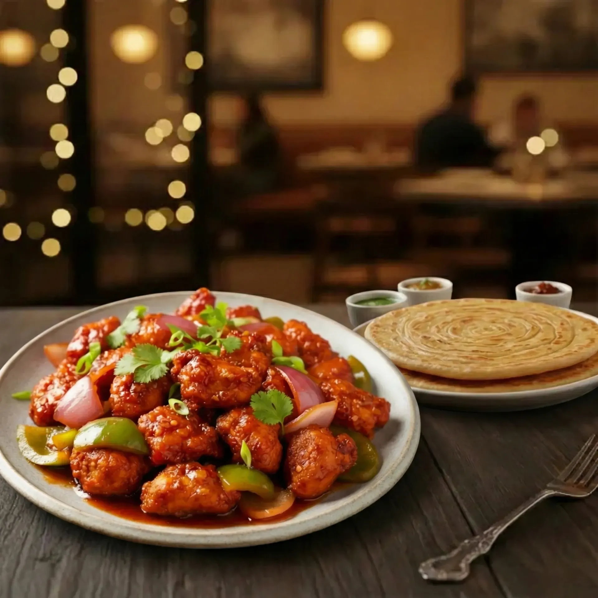 COMBO 2 {CHICKEN CHILLI (8 PCS)+ 2 LACHHA PARHATA}